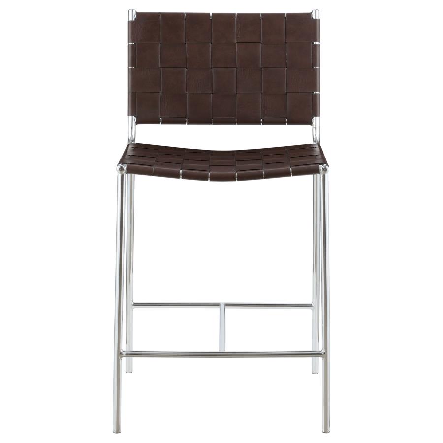 (image for) Adelaide Upholstered Counter Height Stool Brown and Chrome