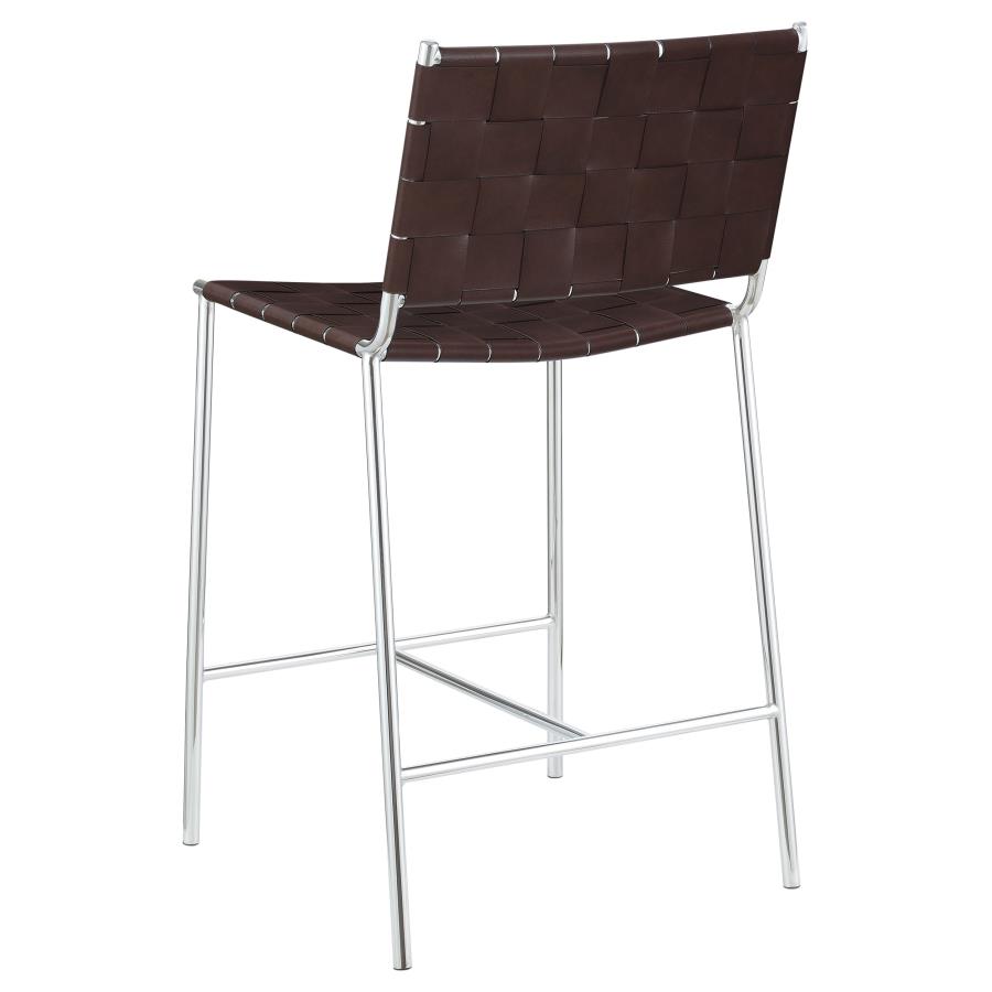 (image for) Adelaide Upholstered Counter Height Stool Brown and Chrome