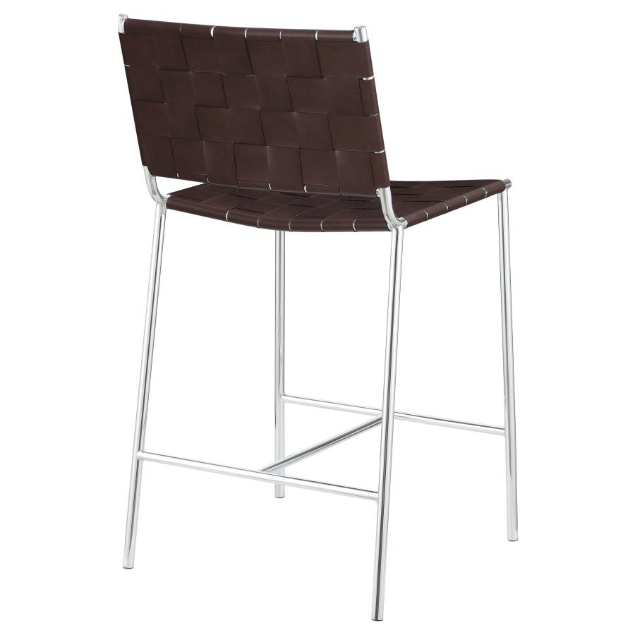 (image for) Adelaide Upholstered Counter Height Stool Brown and Chrome