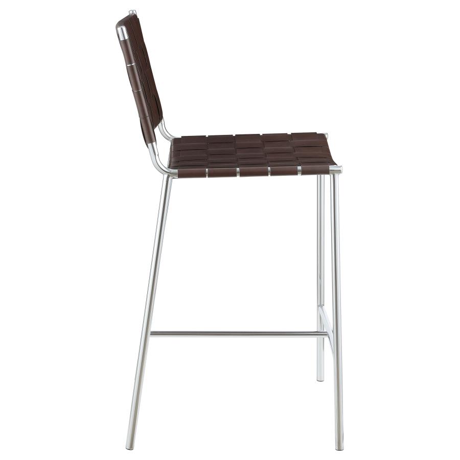 (image for) Adelaide Upholstered Counter Height Stool Brown and Chrome