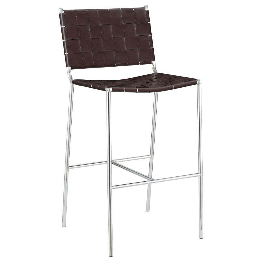 (image for) Adelaide Upholstered Pub Height Bar Stool Brown and Chrome - Click Image to Close