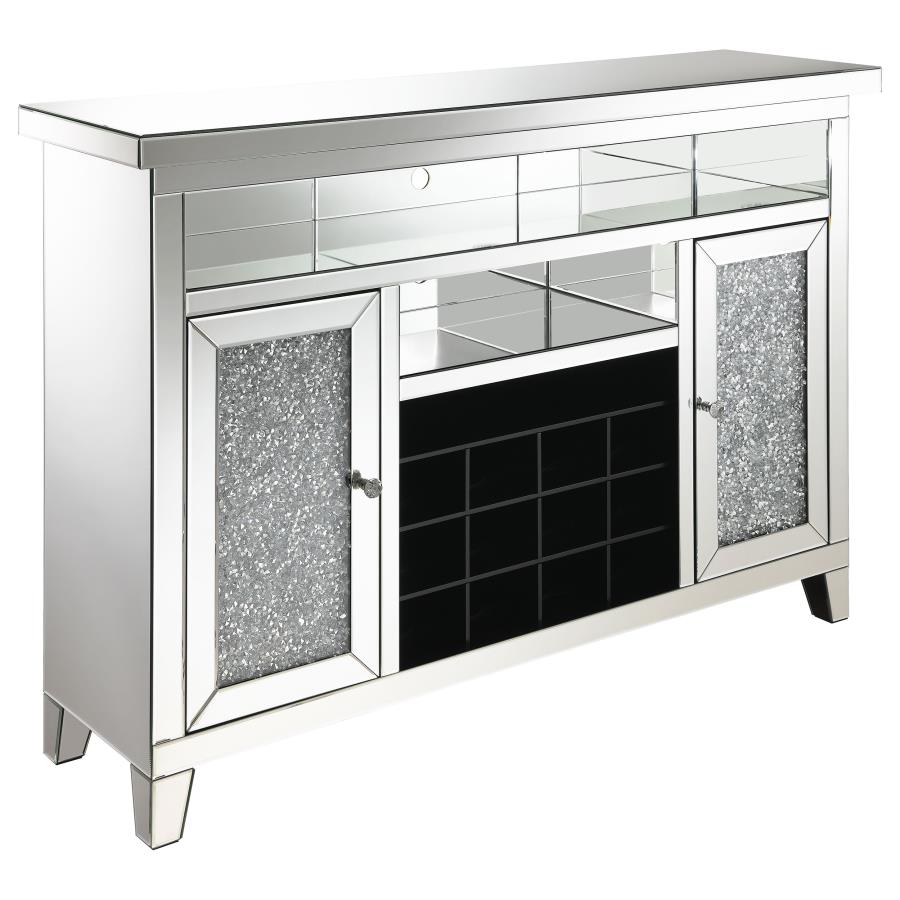 (image for) Melinda 2-door LED Mirrored Wine Storage Bar Cabinet Silver