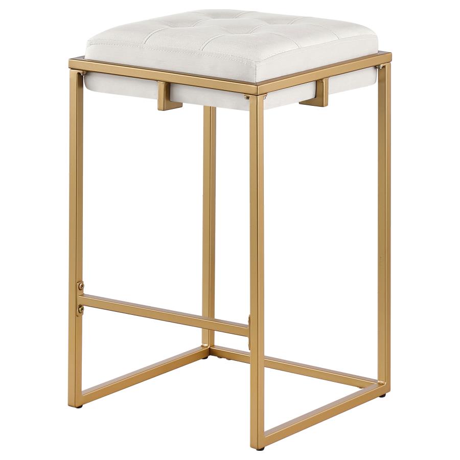 (image for) Nadia Upholstered Backless Counter Stool Beige (Set of 2)