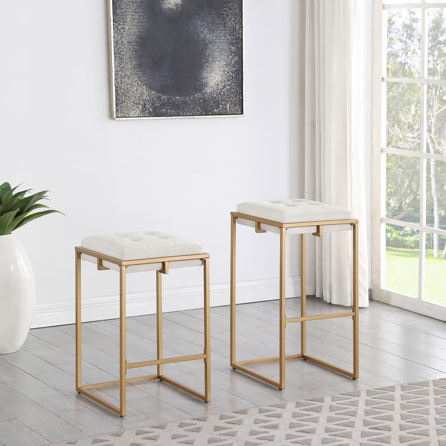 (image for) Nadia Upholstered Backless Counter Stool Beige (Set of 2)