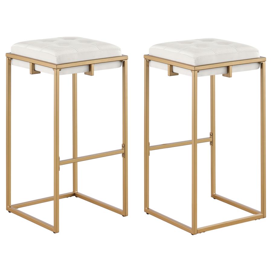 (image for) Nadia Upholstered Backless Bar Stool Beige (Set of 2) - Click Image to Close