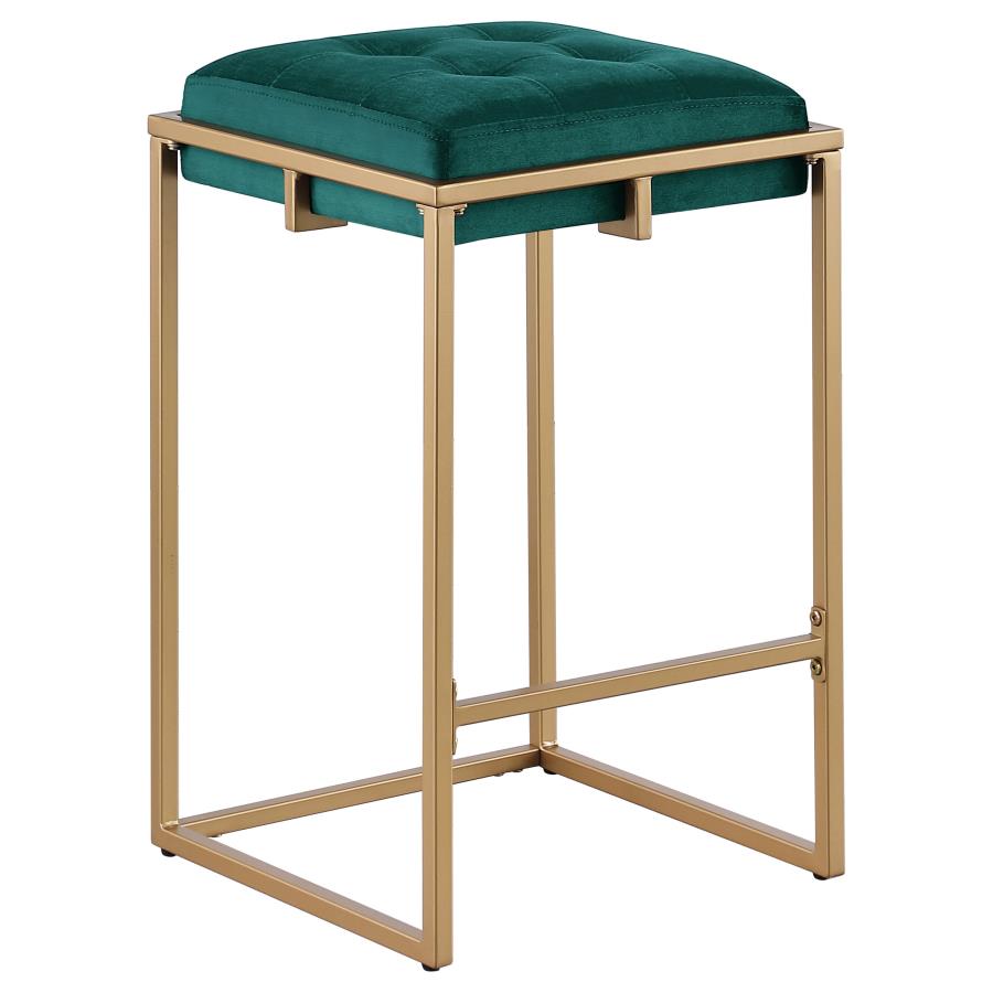 (image for) Nadia Upholstered Backless Counter Stool Green (Set of 2)