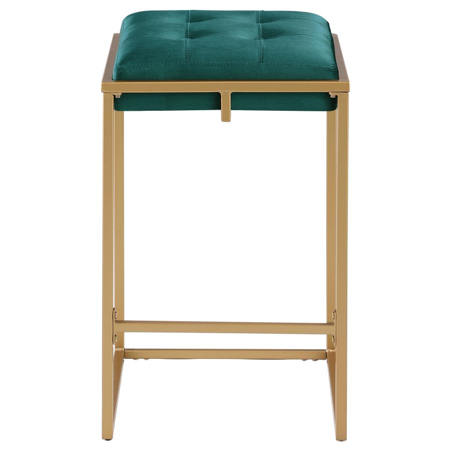 (image for) Nadia Upholstered Backless Counter Stool Green (Set of 2)