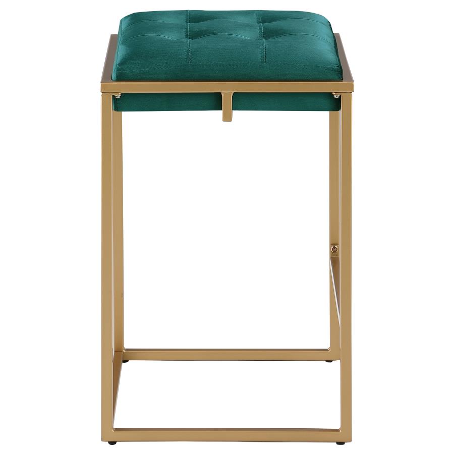 (image for) Nadia Upholstered Backless Counter Stool Green (Set of 2)