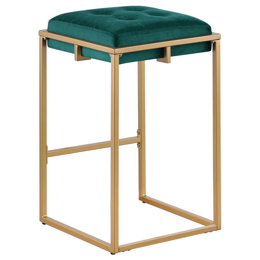 (image for) Nadia Upholstered Backless Counter Stool Green (Set of 2)