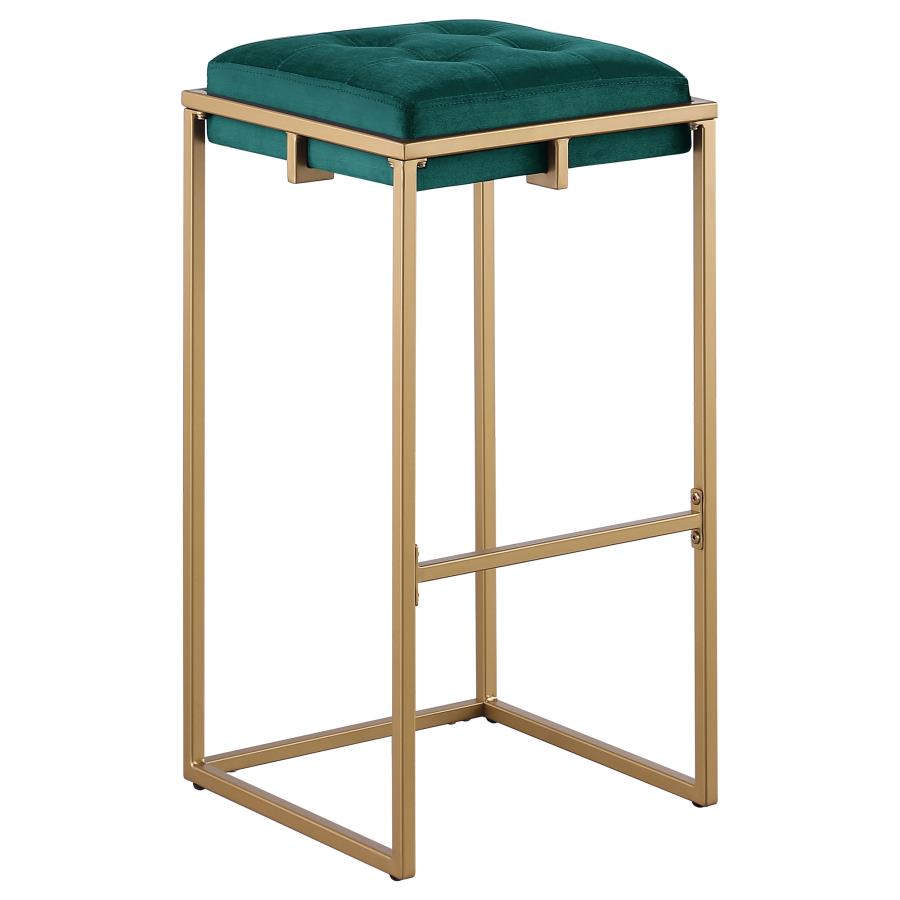 (image for) Nadia Upholstered Backless Bar Stool Green (Set of 2)