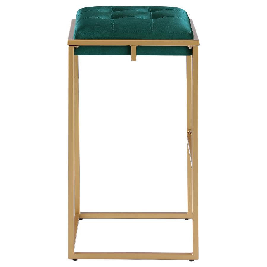 (image for) Nadia Upholstered Backless Bar Stool Green (Set of 2)