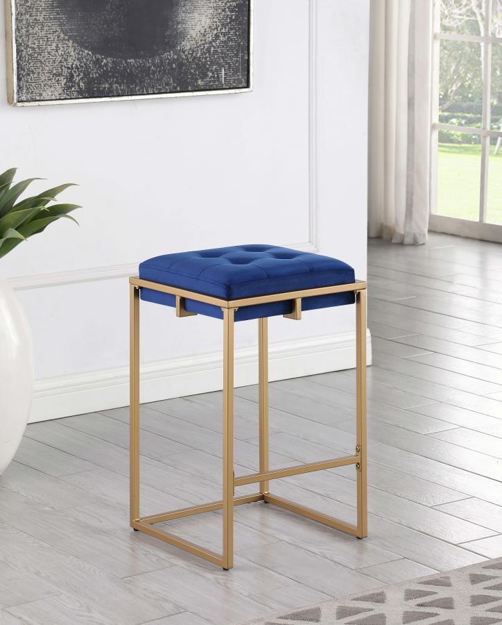 (image for) Nadia Upholstered Backless Counter Stool Blue (Set of 2)