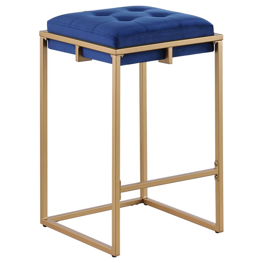 (image for) Nadia Upholstered Backless Counter Stool Blue (Set of 2)