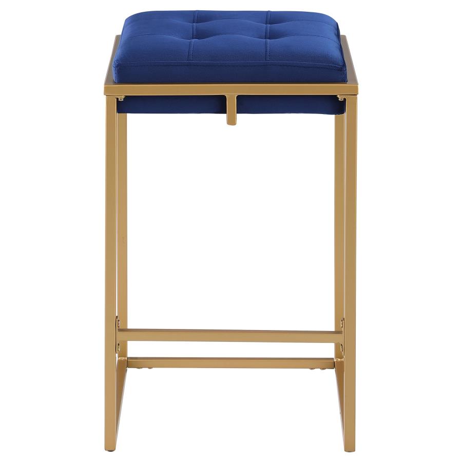 (image for) Nadia Upholstered Backless Counter Stool Blue (Set of 2)