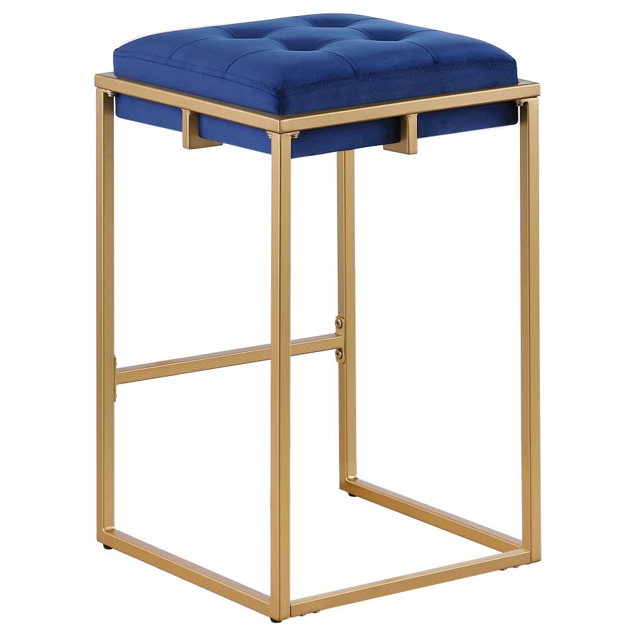 (image for) Nadia Upholstered Backless Counter Stool Blue (Set of 2)