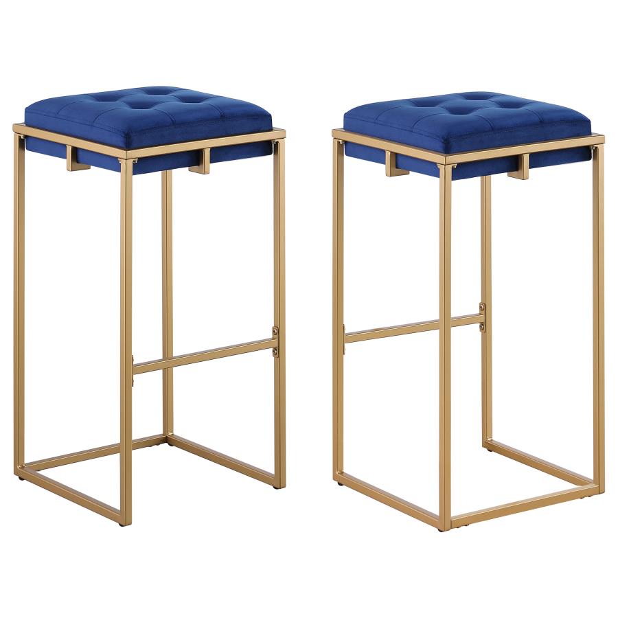 (image for) Nadia Upholstered Backless Bar Stool Blue (Set of 2)