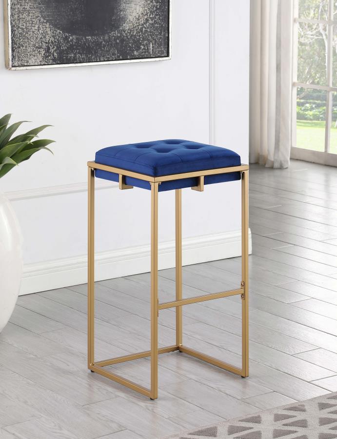 (image for) Nadia Upholstered Backless Bar Stool Blue (Set of 2)