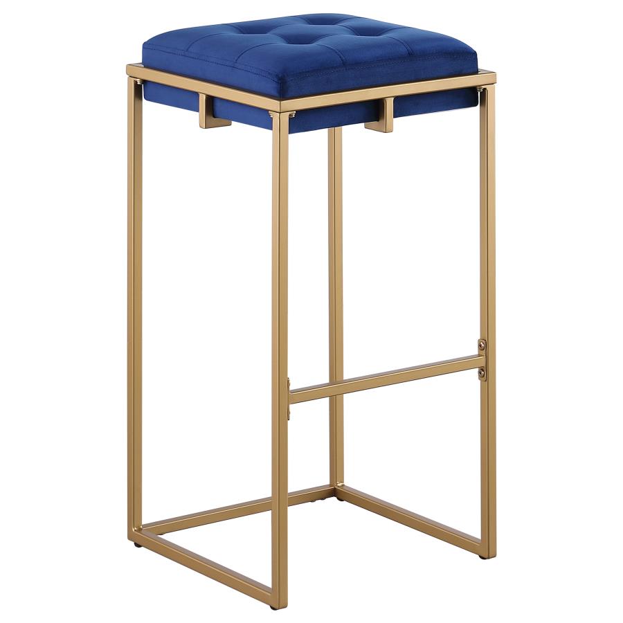 (image for) Nadia Upholstered Backless Bar Stool Blue (Set of 2)