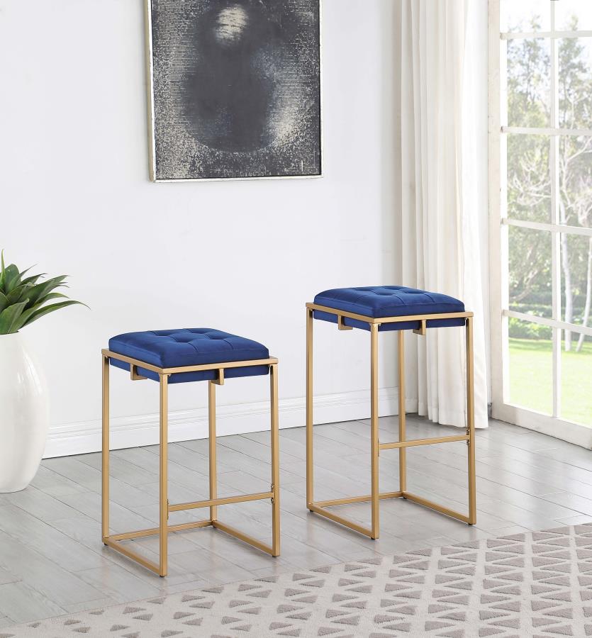 (image for) Nadia Upholstered Backless Bar Stool Blue (Set of 2)