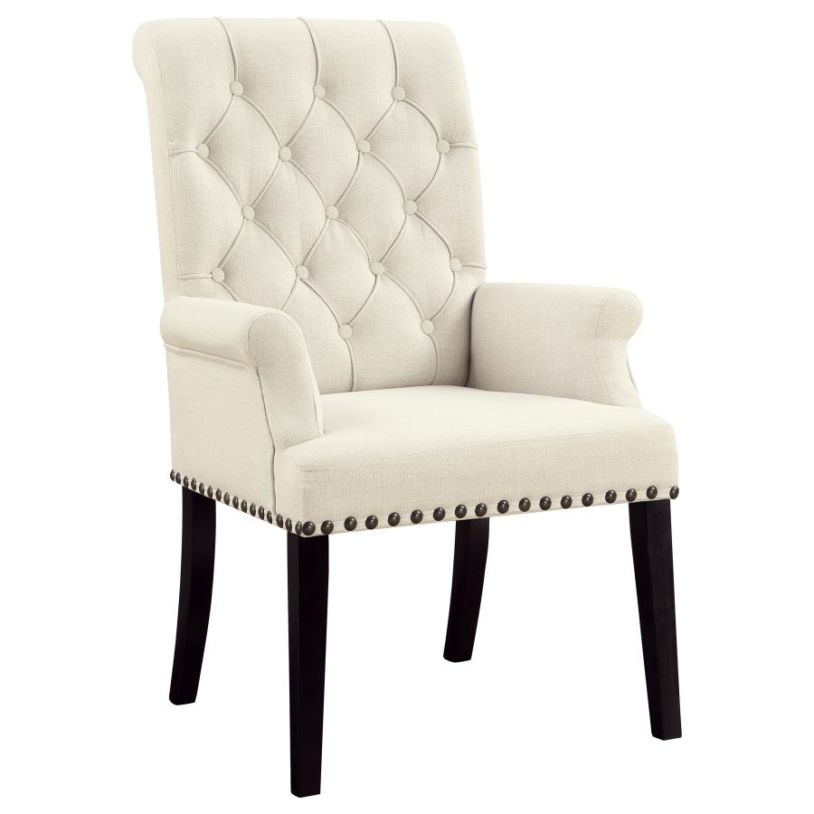 (image for) Alana Fabric Upholstered Dining Arm Chair Beige - Click Image to Close