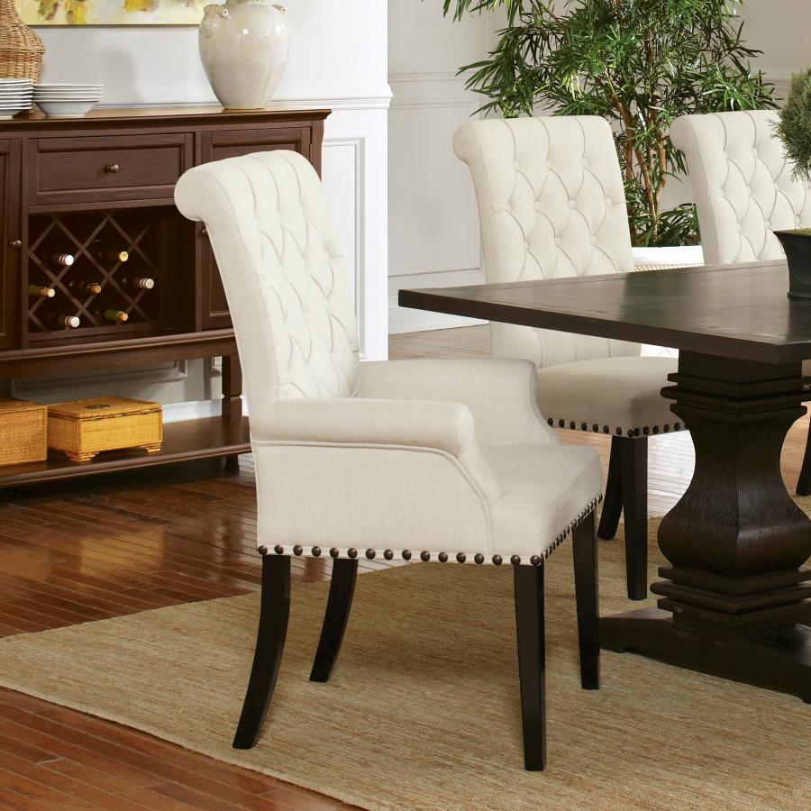 (image for) Alana Fabric Upholstered Dining Arm Chair Beige