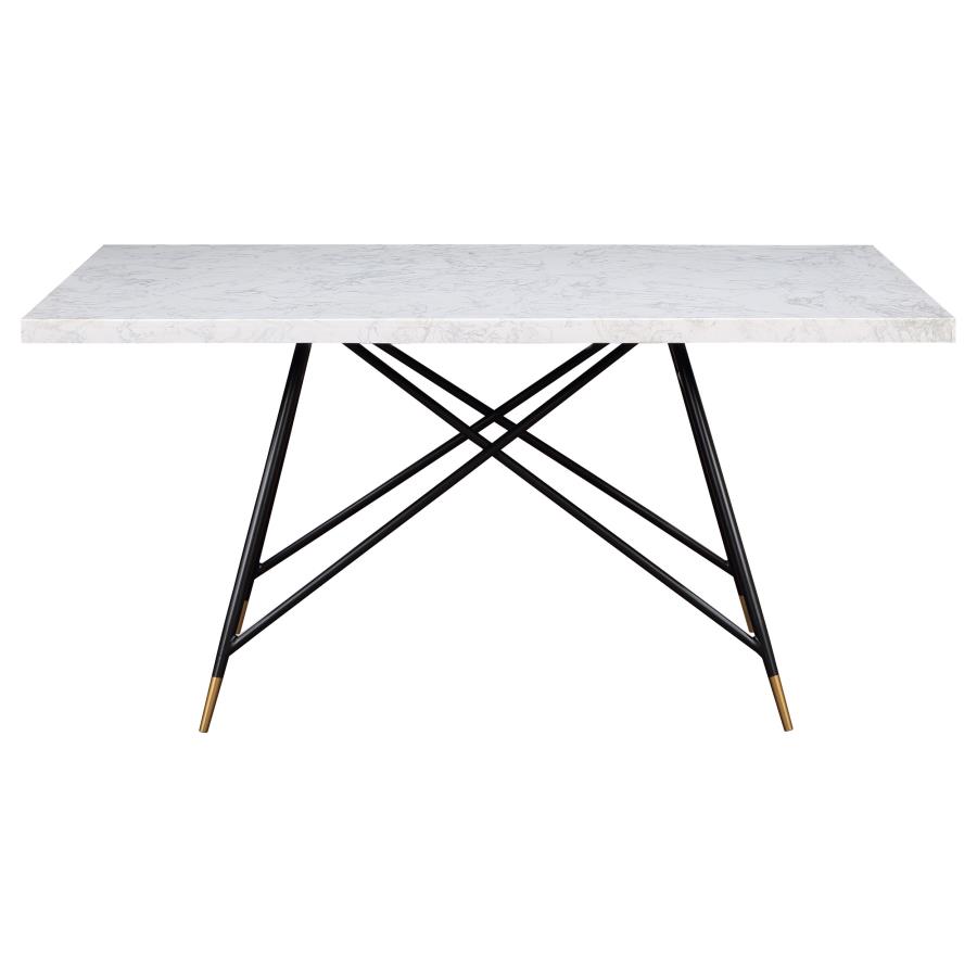 (image for) Gabrielle 5-piece Marble Top Dining Table Set White and Grey