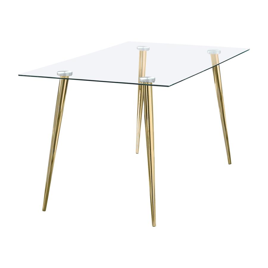 (image for) Gilman Rectangular 64-inch Glass Top Dining Table Gold