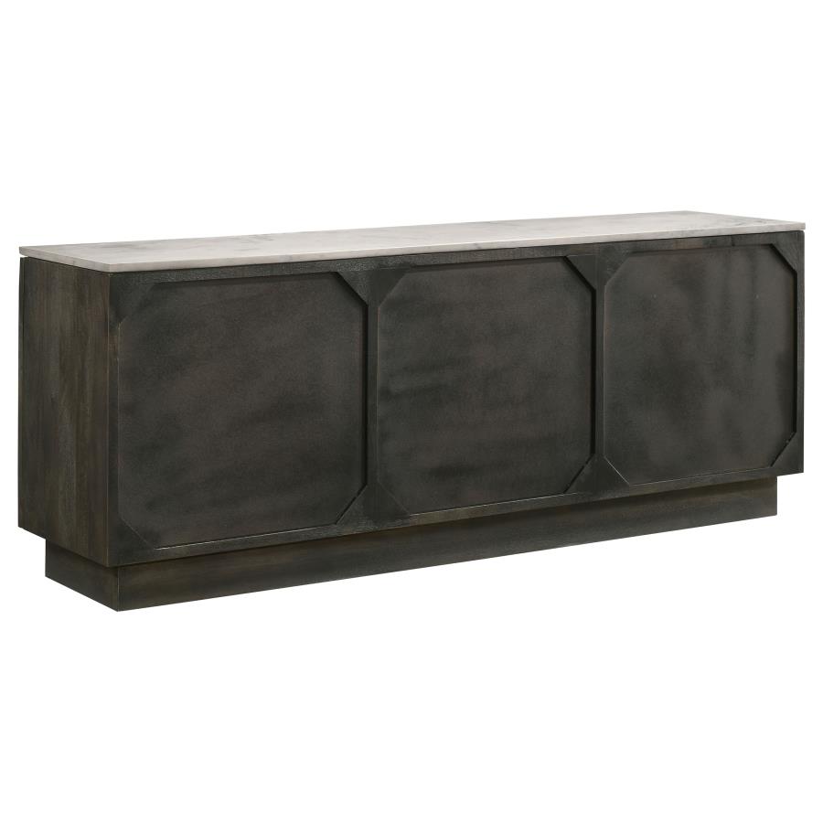 (image for) Dennis 3-door Marble Top Sideboard Buffet Tobacco Grey