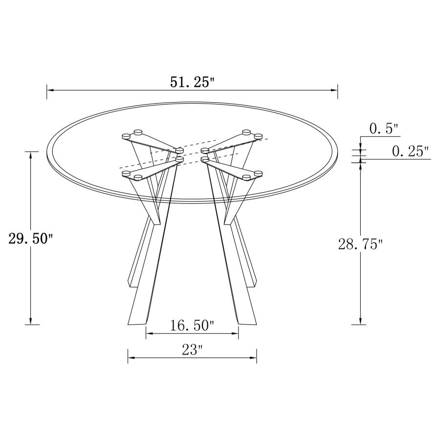 (image for) Alaia Round 51-inch Clear Glass Top Dining Table Chrome