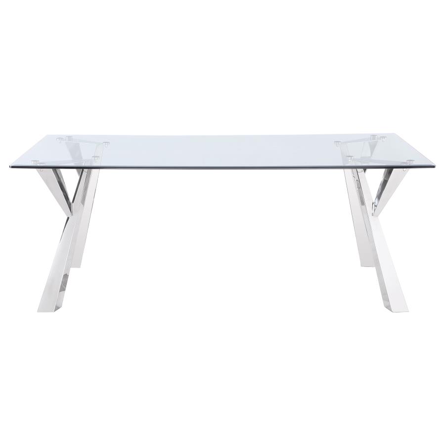 (image for) Alaia Rectangular 79-inch Glass Top Dining Table Chrome