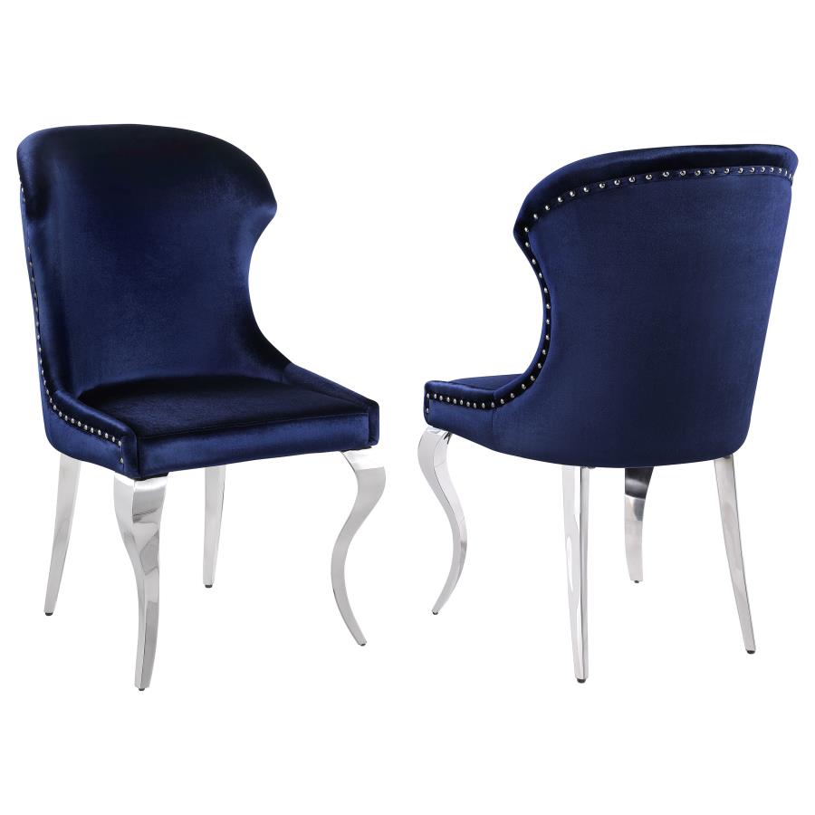 (image for) Cheyanne Upholstered Dining Side Chair Ink Blue (Set of 2) - Click Image to Close