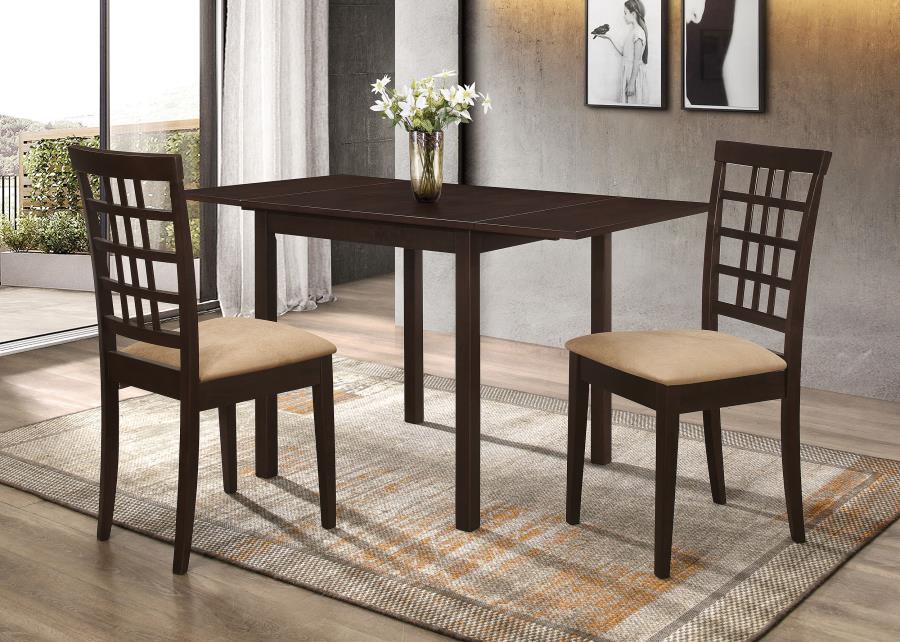 (image for) Kelso 3-piece Drop Leaf Dining Table Set Cappuccino and Tan