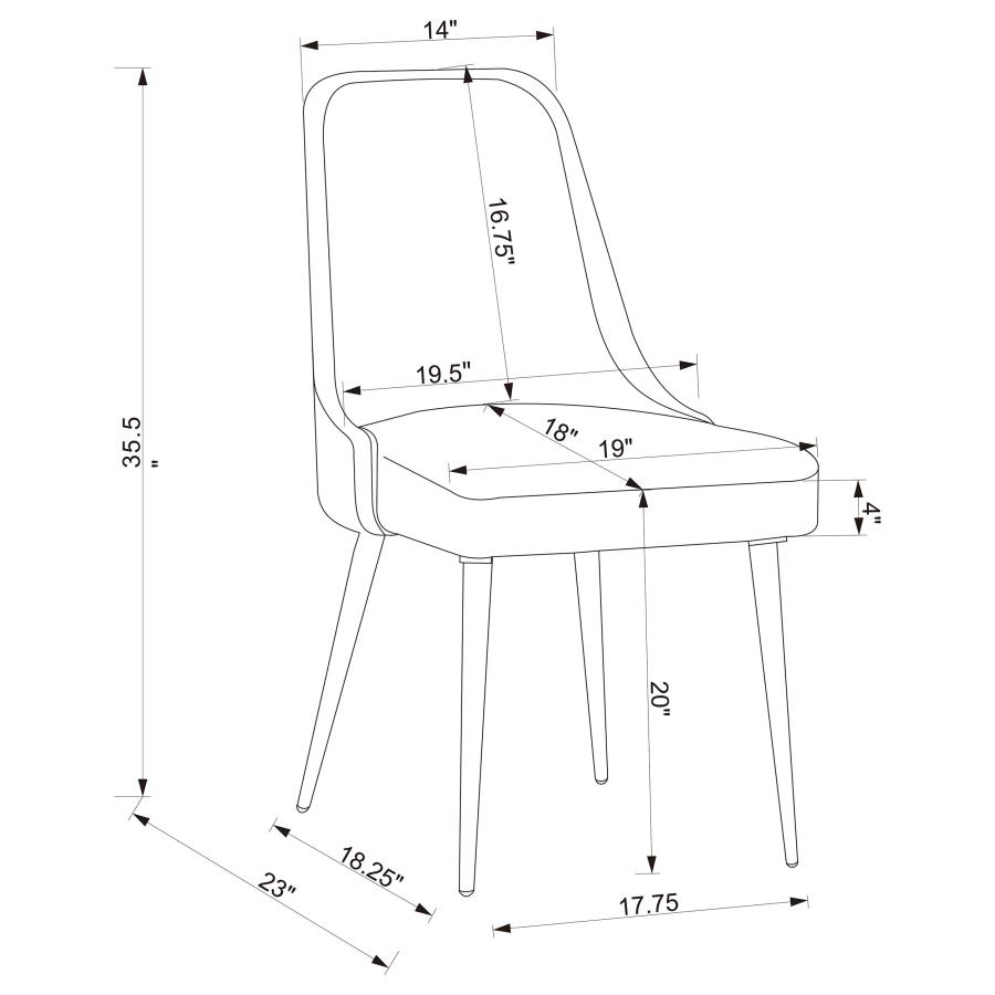 (image for) Cabianca Upholstered Dining Side Chair Grey (Set of 2)