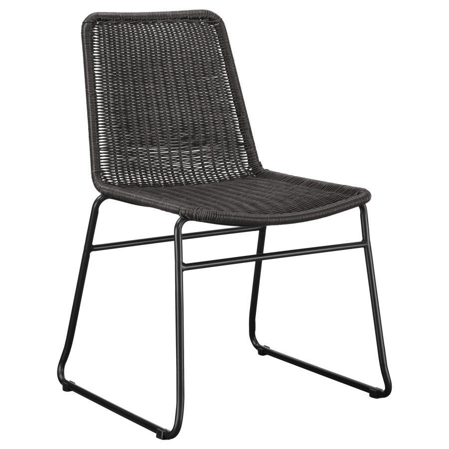 (image for) Dacy Faux Rattan Metal Dining Side Chair Brown (Set of 2)