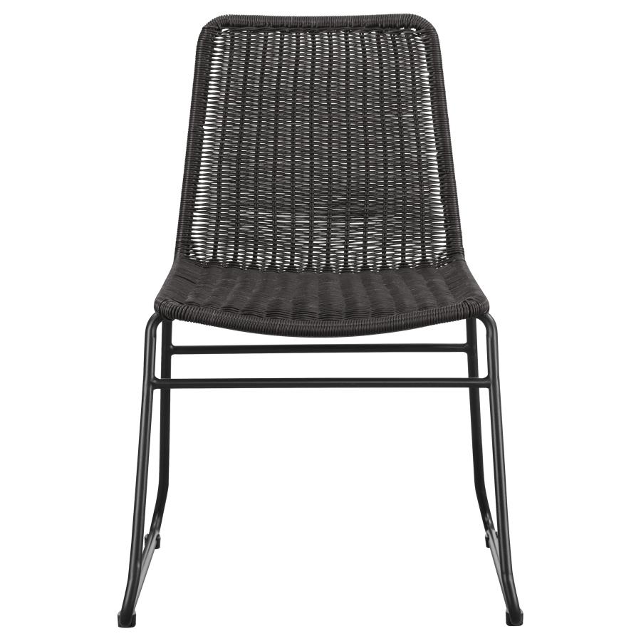 (image for) Dacy Faux Rattan Metal Dining Side Chair Brown (Set of 2)