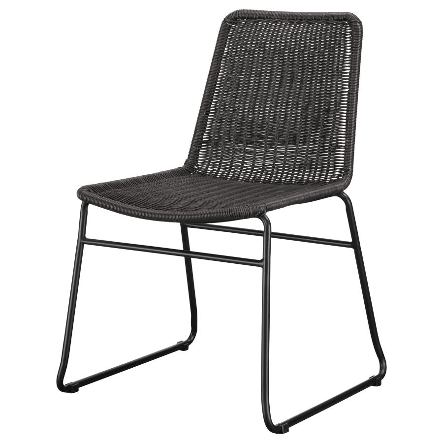 (image for) Dacy Faux Rattan Metal Dining Side Chair Brown (Set of 2)