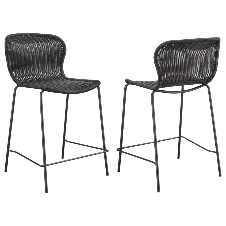 (image for) Mckinley Faux Rattan Metal Counter Chair Brown (Set of 2)