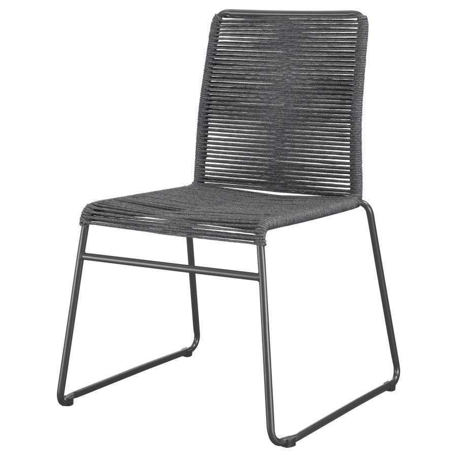 (image for) Jerome Woven Rope Stackable Side Chair Charcoal (Set of 2)