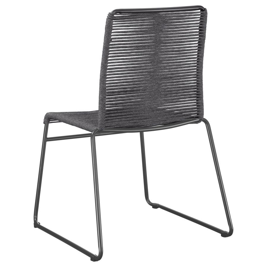 (image for) Jerome Woven Rope Stackable Side Chair Charcoal (Set of 2)