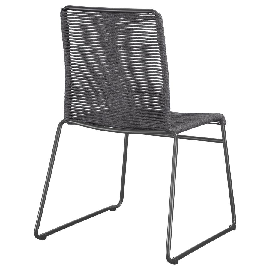 (image for) Jerome Woven Rope Stackable Side Chair Charcoal (Set of 2)