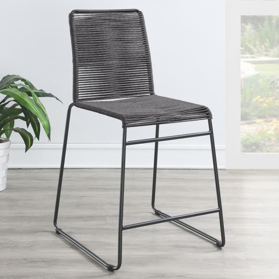 (image for) Jerome Woven Rope Metal Counter Chair Charcoal (Set of 2)