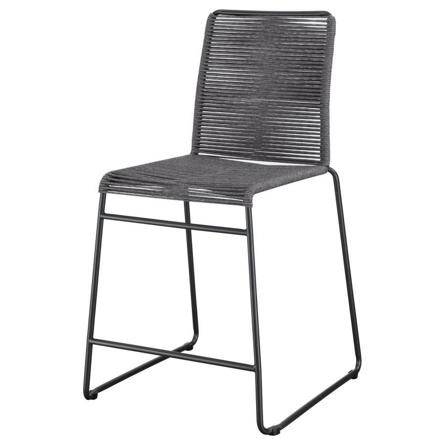 (image for) Jerome Woven Rope Metal Counter Chair Charcoal (Set of 2)