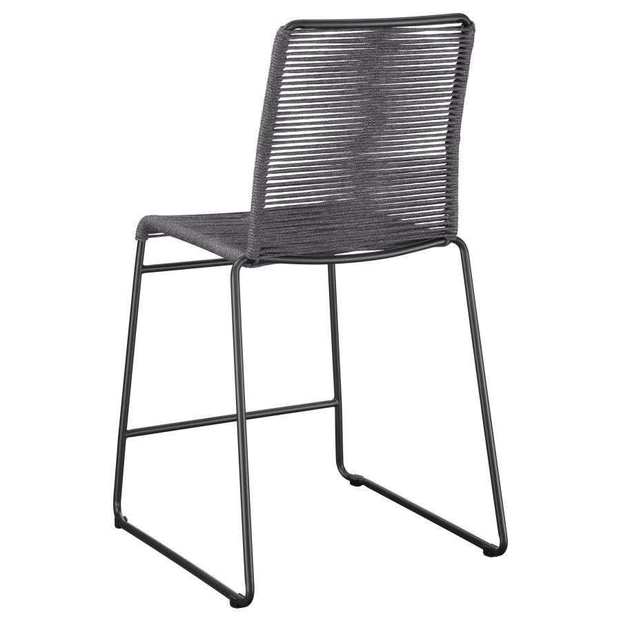 (image for) Jerome Woven Rope Metal Counter Chair Charcoal (Set of 2)