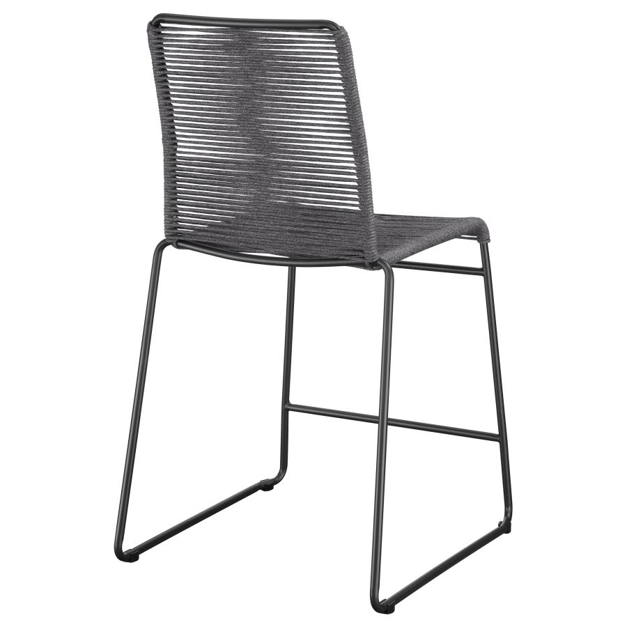 (image for) Jerome Woven Rope Metal Counter Chair Charcoal (Set of 2)