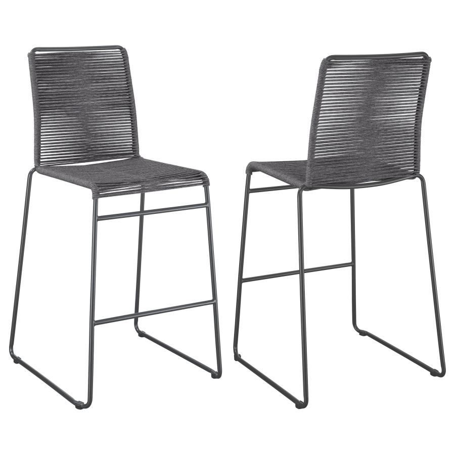 (image for) Jerome Woven Rope Metal Bar Chair Charcoal (Set of 2)