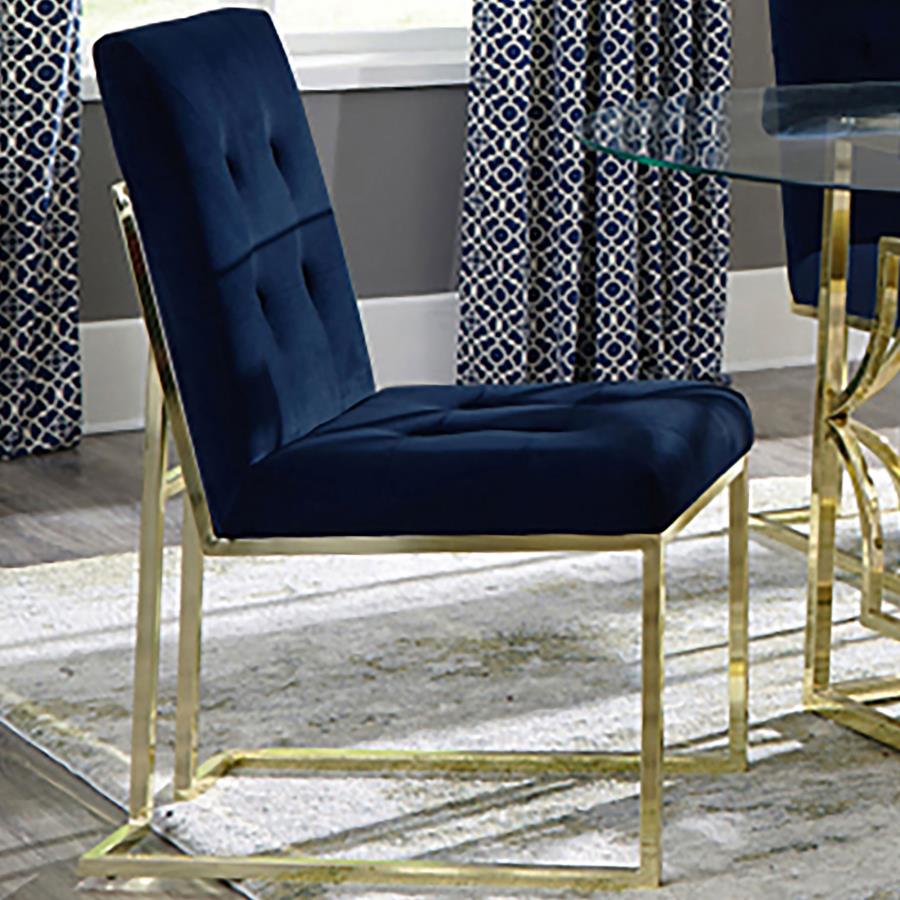 (image for) Cisco Velvet Upholstered Dining Side Chair Gold (Set of 2)