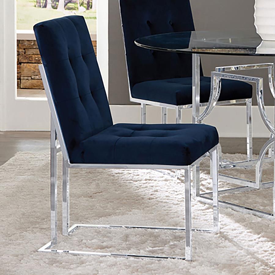 (image for) Cisco Velvet Upholstered Dining Side Chair Chrome (Set of 2)