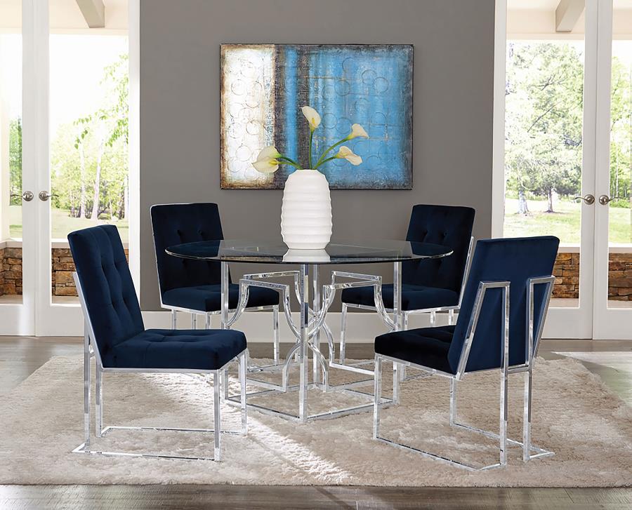 (image for) Cisco Velvet Upholstered Dining Side Chair Chrome (Set of 2)