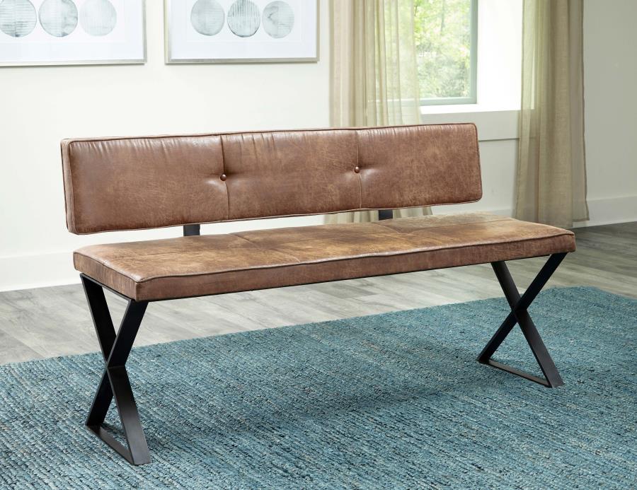 (image for) Abbott Leatherette Upholstered Dining Bench Antique Brown