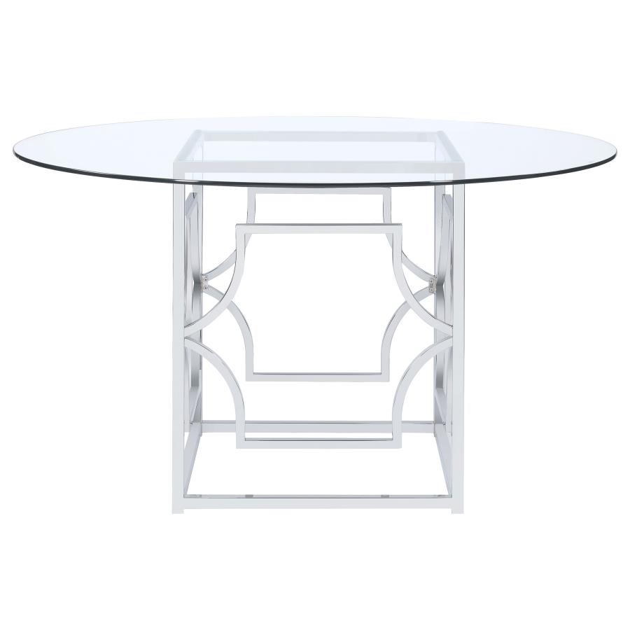 (image for) Starlight Round 54-inch Glass Top Metal Dining Table Chrome